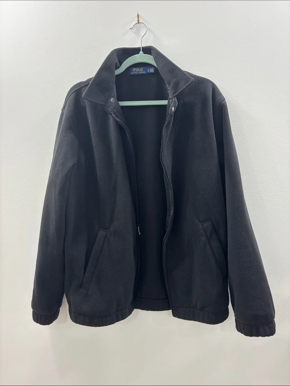 Polo Ralph Lauren Men’s Fleece Jacket Full Zip Black Large L Excellent Condition